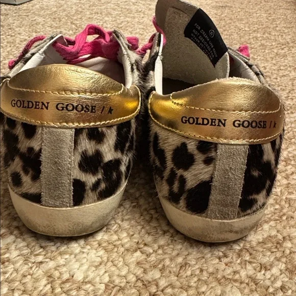 Golden Goose Womens Sneakers i Pink Laces and leopard with silver star